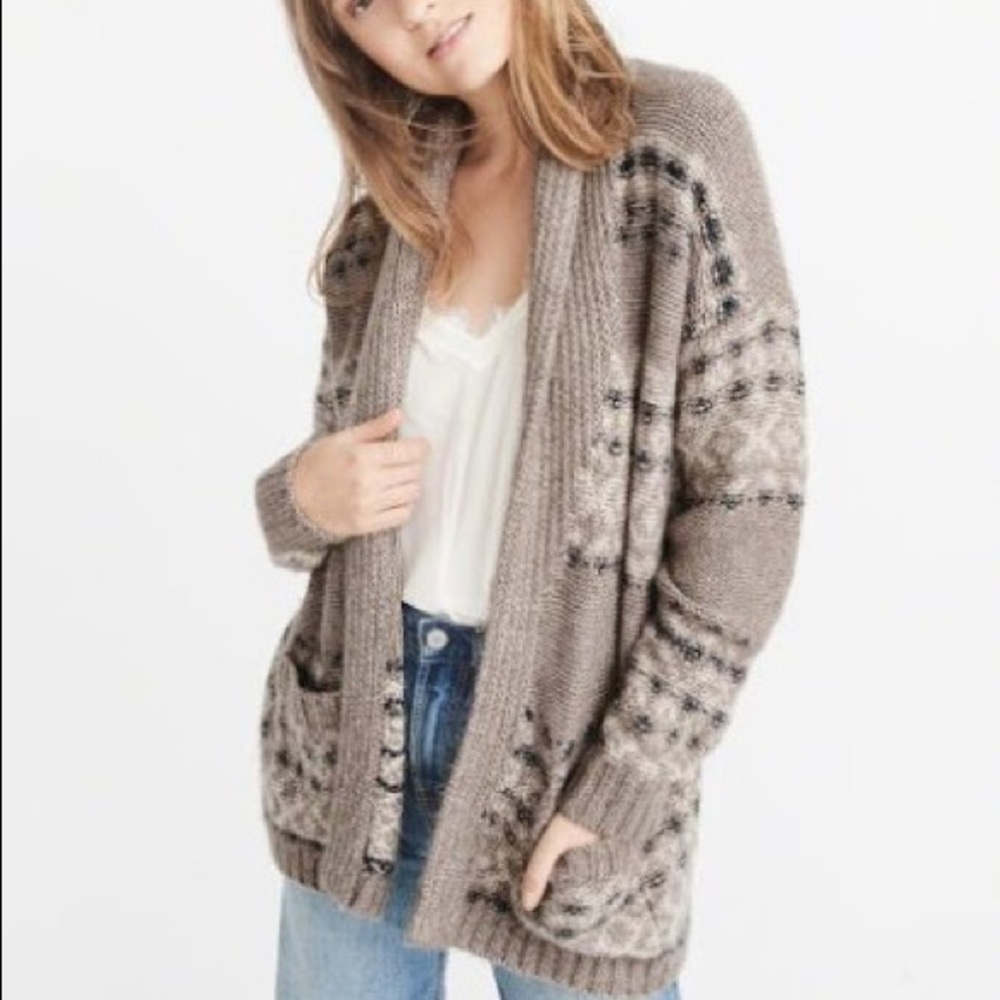 ABERCROMBIE AIRSPUN PATTERNED SHAWL COLLAR Cardi